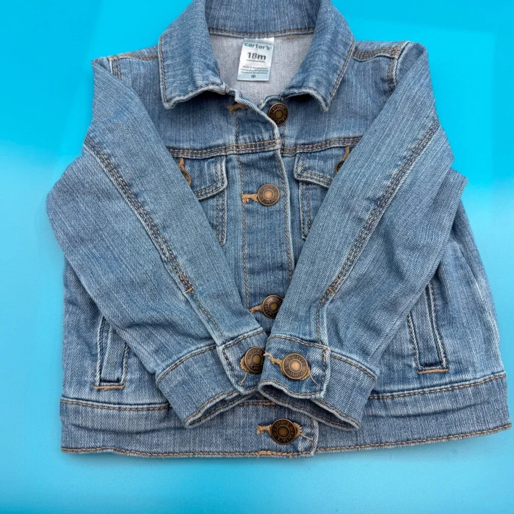 Carter's Denim Jacket Kids 18M Blue Excellent Button Front Trucker Jacket